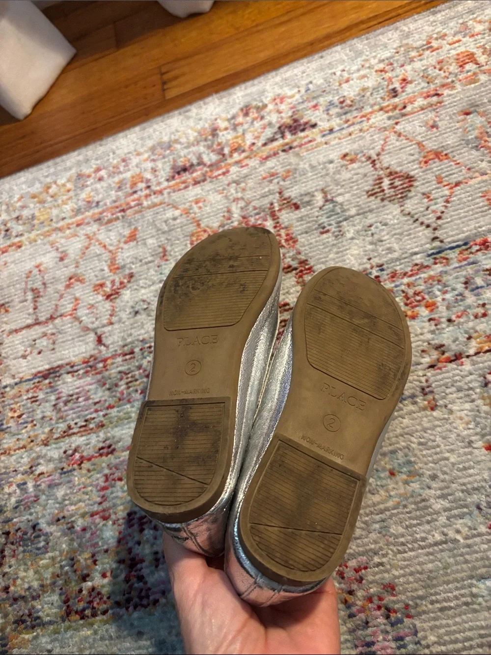 Kids Silver Ballet Flats with Bow